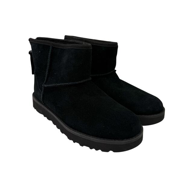 UGG Classic Mini Boots sz 6 Bow Tie Back Shearling Suede NEW #M146 - Picture 2 of 8